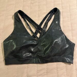 12THompson Women's Shiny Black Sports Bra Sz M